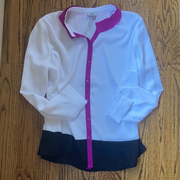 EUC Women’s Worthington Button Down Color Block Blouse Size XL - Picture 12 of 12